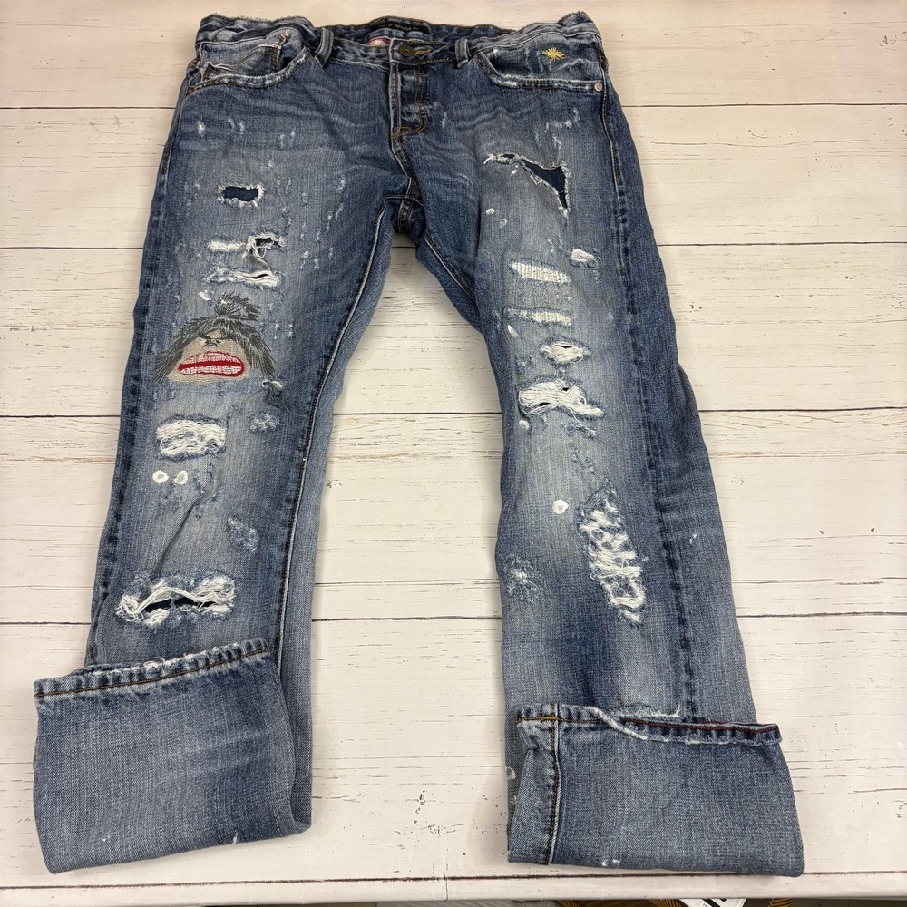 Cult Of Individuality Rebel Straight Jeans Japanese Selvedge 38x34 Destroyed
